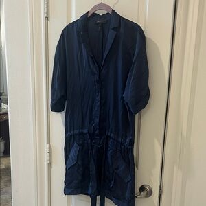 Like New BCBG Navy Blue Button-Up Romper